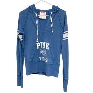 PINK Victoria’s Secret Women’s Hoodie Sweatshirt Size M Blue Tiger Logo Hoodie